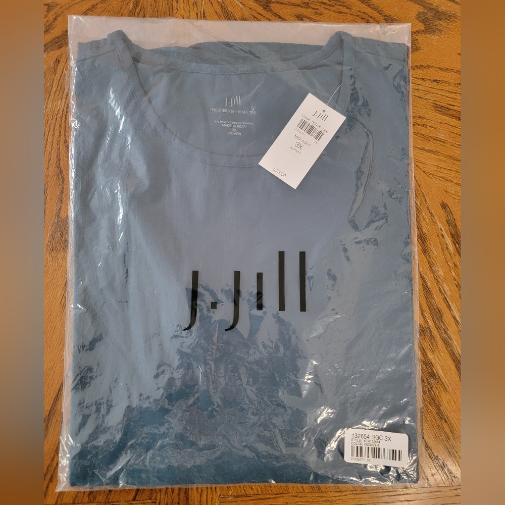 J.Jill Progress Shirttail Tee Midnight Blue Short Sleeve - Picture 7 of 8